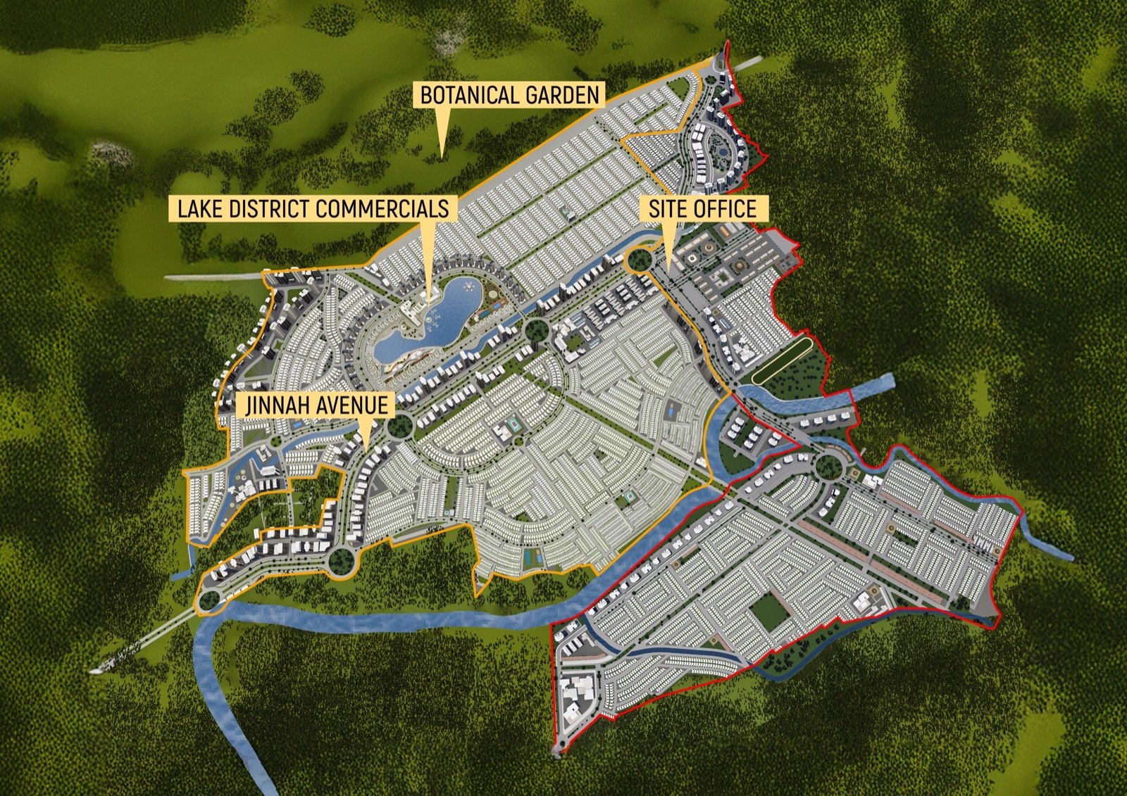 DHA Margalla Enclave Master Plan 2026 - Complete Layout Map showing ME-1, ME-2, ME-3, ME-4 blocks, Lake District, and commercial areas in Islamabad